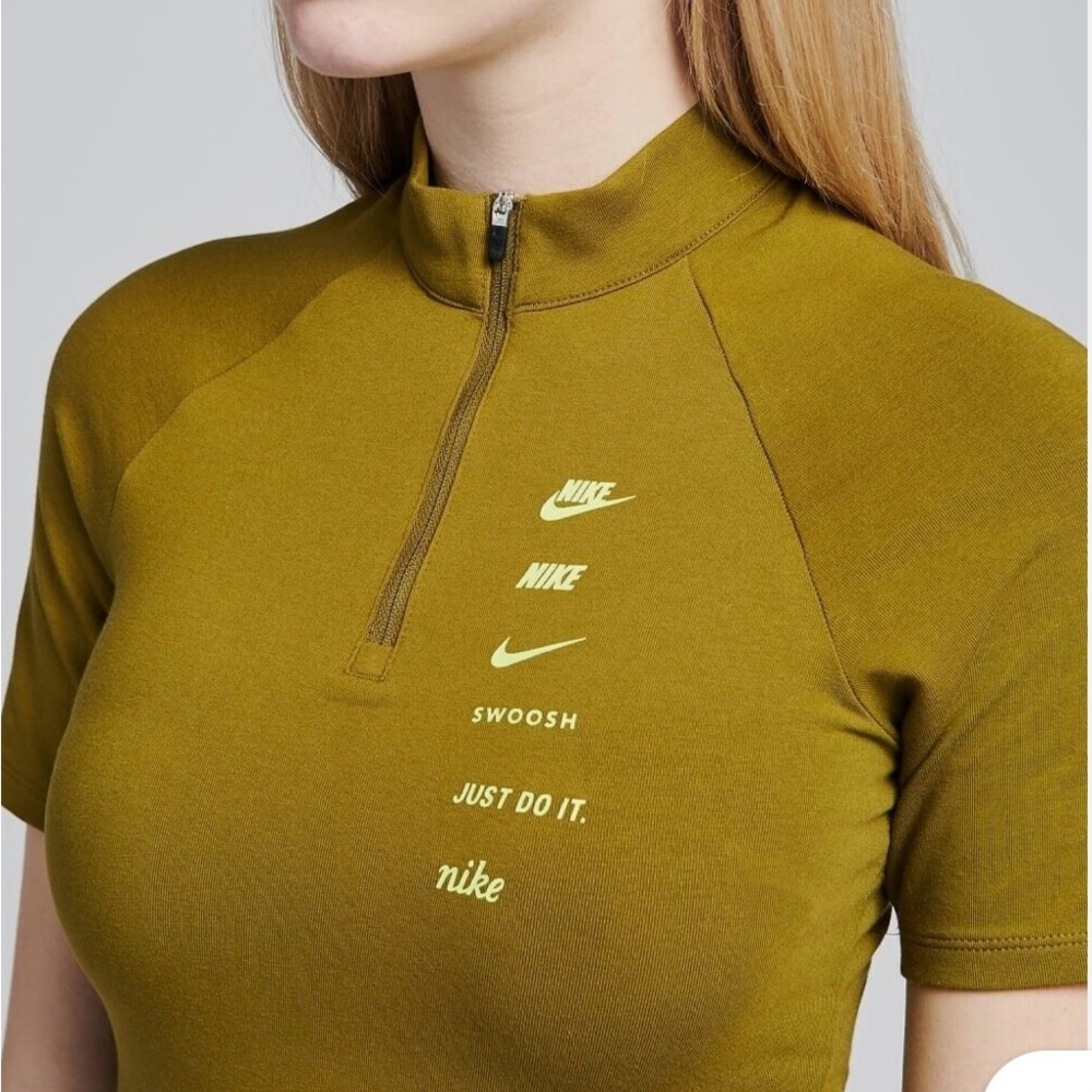 Nike Womens Sportswear Swoosh Dress Olive Flak/Volt-Size M - Picture 4 of 8